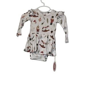 Monkeeroos pajamas bamboo nutcracker one piece long sleeve romper 0-3m NWT